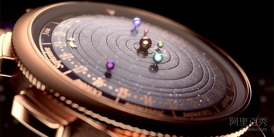 天文钟表在手腕上准确地显示出太阳系的运动 天文钟表在手腕上准确地显示出太阳系的运动