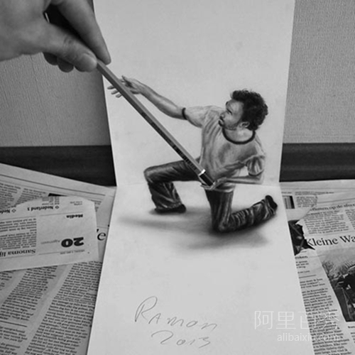 3D立体素描,令人叹为观止--阿里百秀